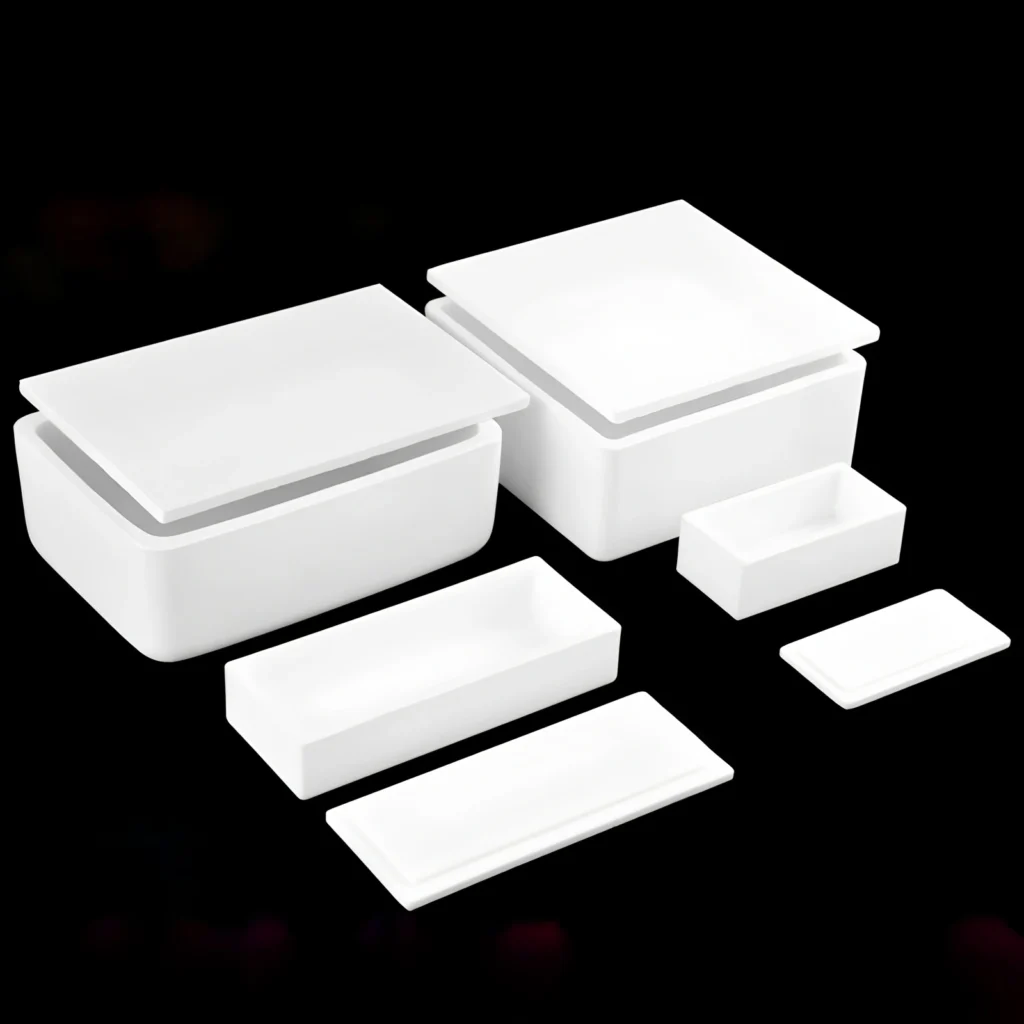 1000ML Rectangular Alumina Crucibles with Cover- High Corrosion Resistance for Industrial Applications