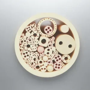 Polished multi-bore ceramic tube for high-temperature use