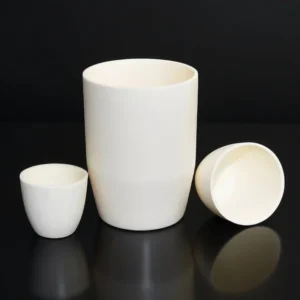 alumina conical crucible 100 mL with flat lid for muffle furnace