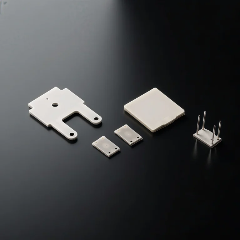 Front view of rectangular aluminum nitride heater module