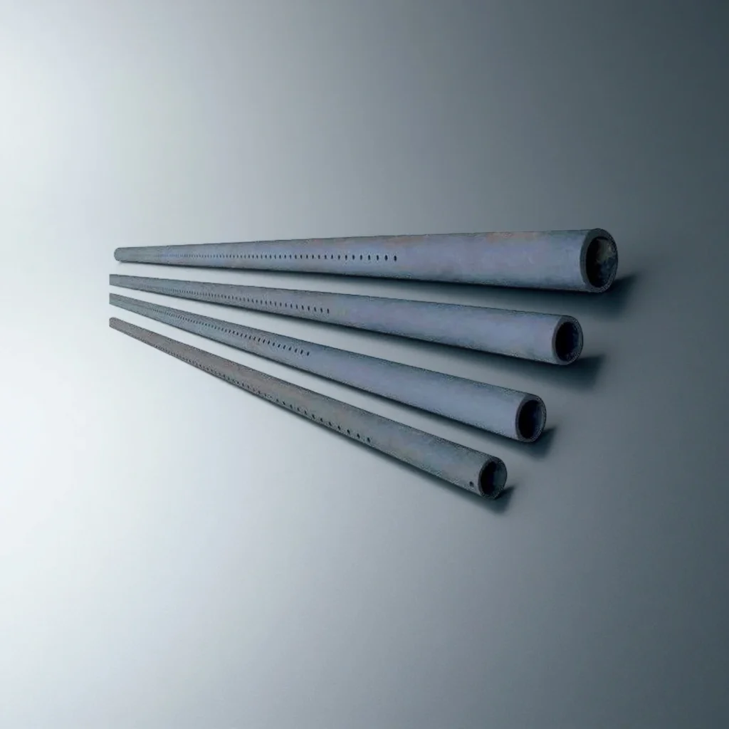Cross-section of silicon carbide cold air pipe showing wall thickness