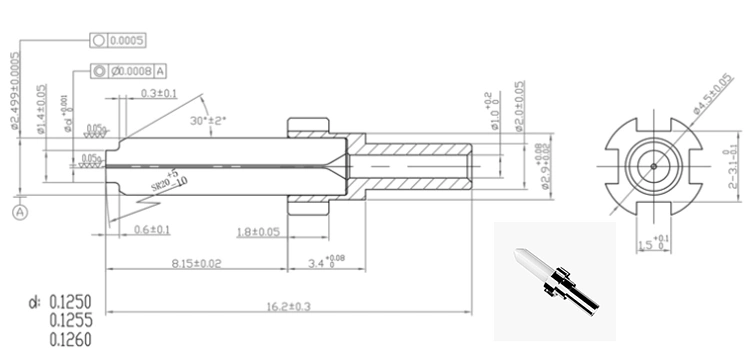 Drawing of APC SC, with Flange, Stepped