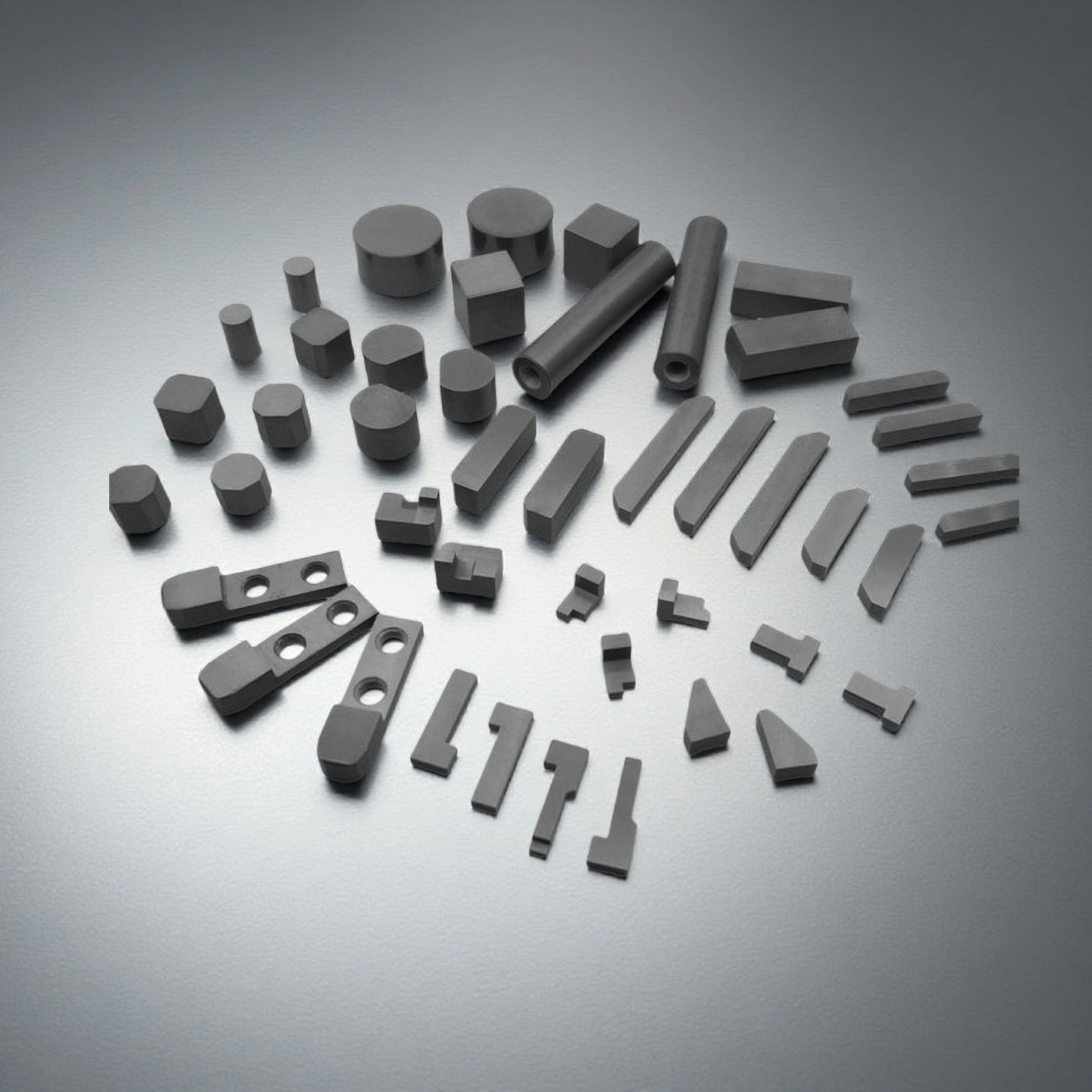 Front view of custom silicon nitride ceramic block