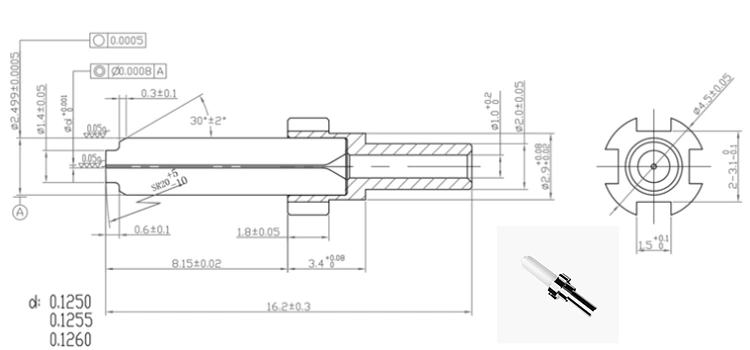 Size of APC SC, with Flange, Stepped