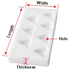 Size of alumina tray 1