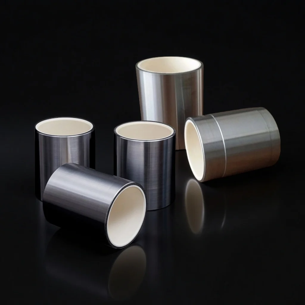Front view of zirconia ceramic cylinder sleeve with polished surface