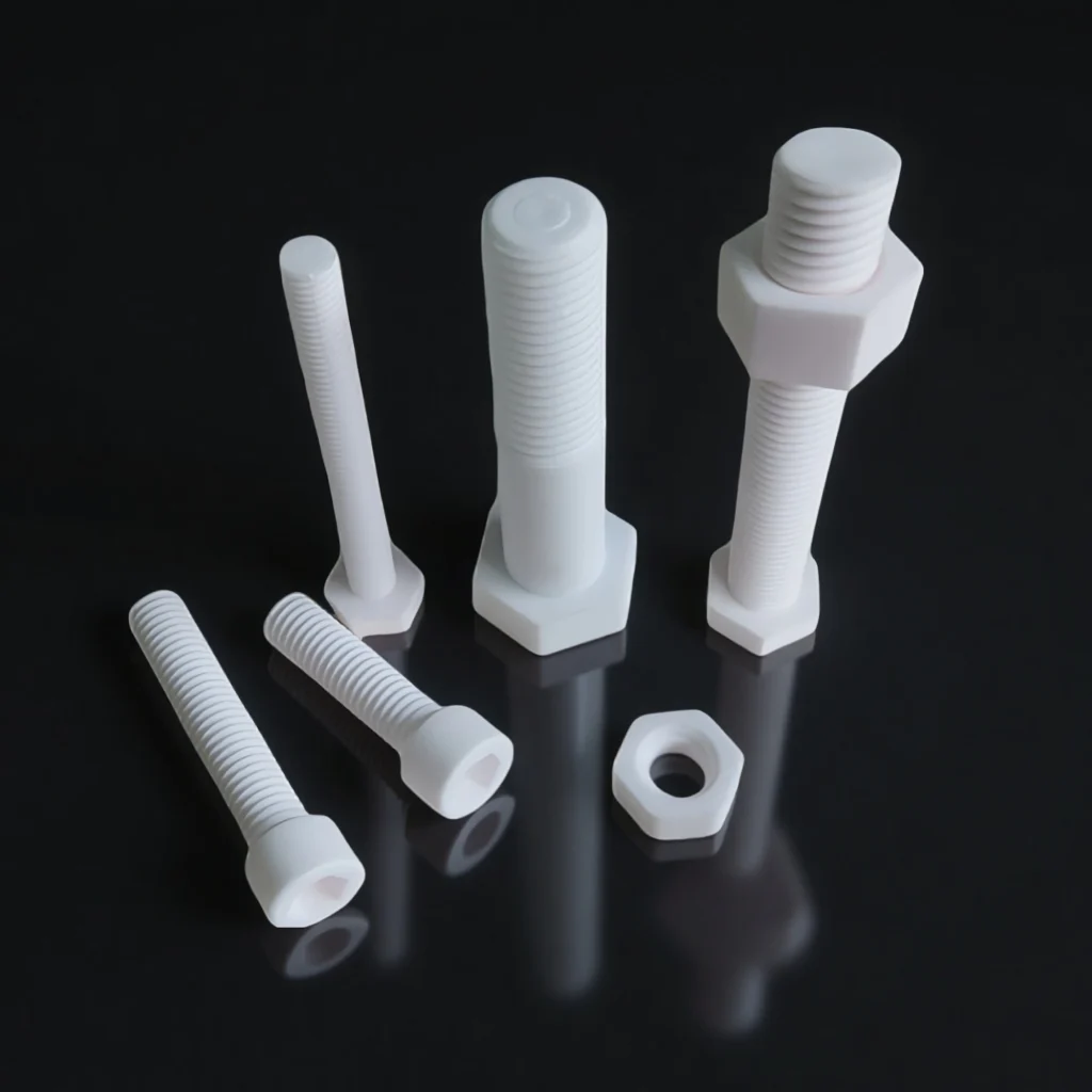 Complete zirconia ceramic fastener set including nuts and washers