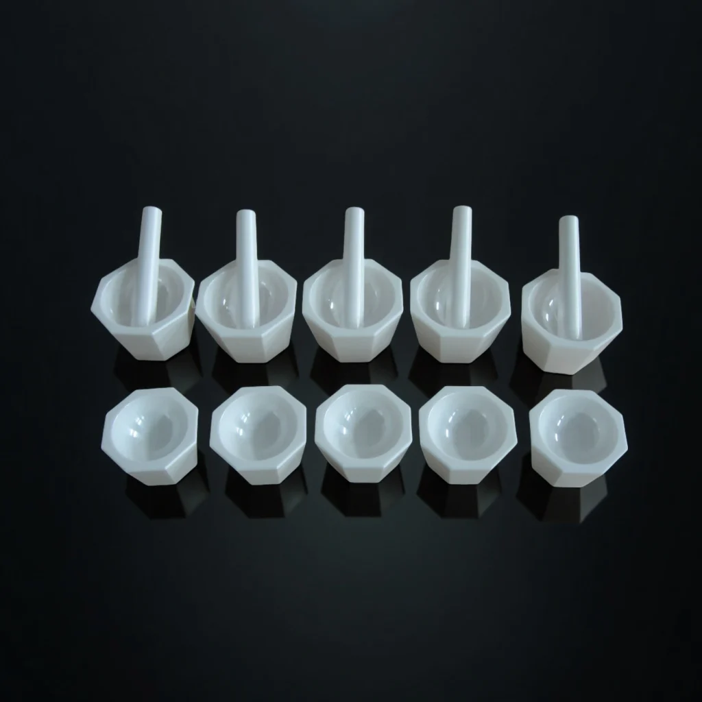 Laboratory grinding zirconia ceramic mortar with pestle – front profile