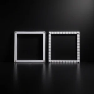 Close-up of 95% Alumina Ceramic Frame for electronic module housing