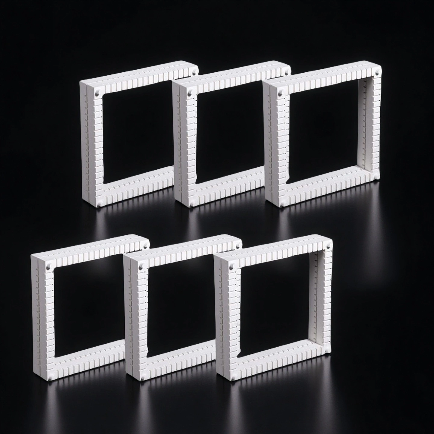 Technical dimensions of square alumina frame with precision measurements