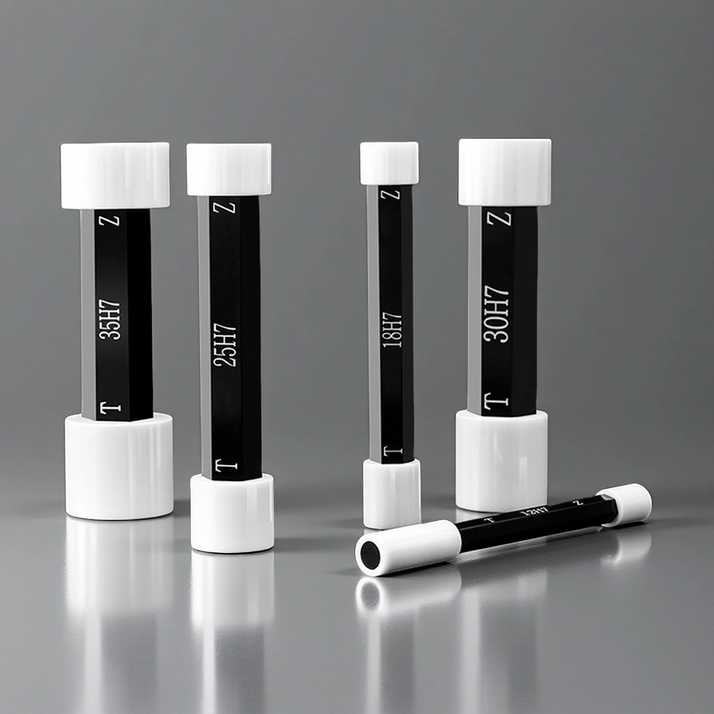 Wear-resistant zirconia go/no-go gauge set for CNC inspection