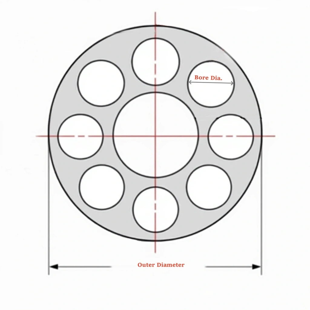Nine-bore ceramic tube cross-section showing bore layout