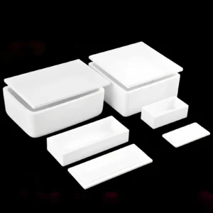 Rectangular alumina crucible with lid, 1000 ml