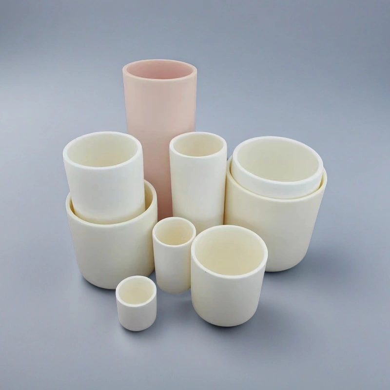 Cylindrical alumina crucibles, assorted sizes (5–500 ml)