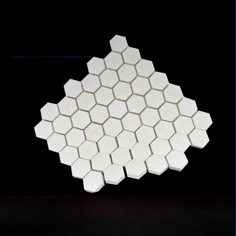 Custom alumina mosaic plate design for decorative or heat-diffusing tile applications