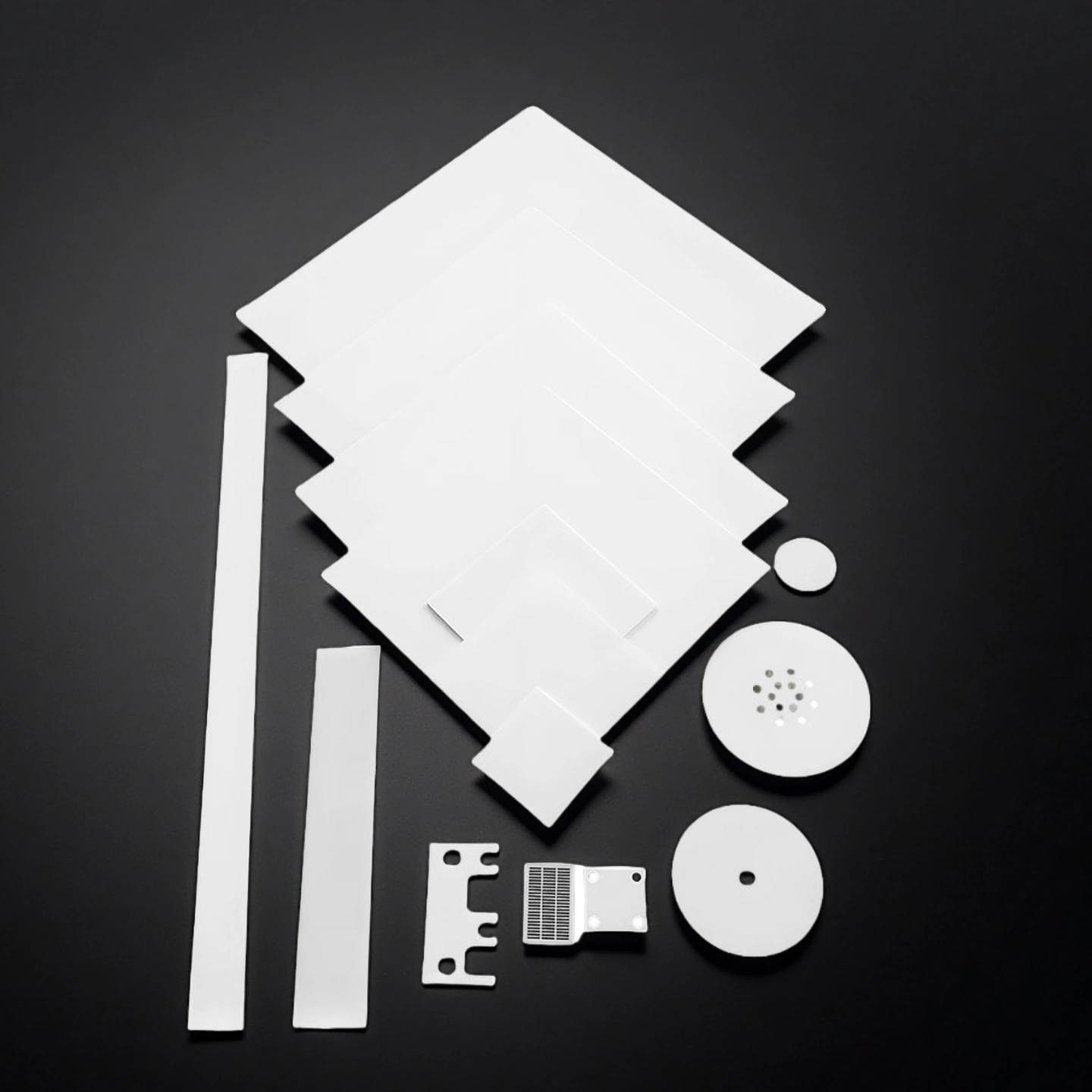 laser-cut alumina ceramic slice with micro holes and slots