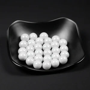 Macro view showing polished surface and fine microstructure of zirconia toughened alumina balls.