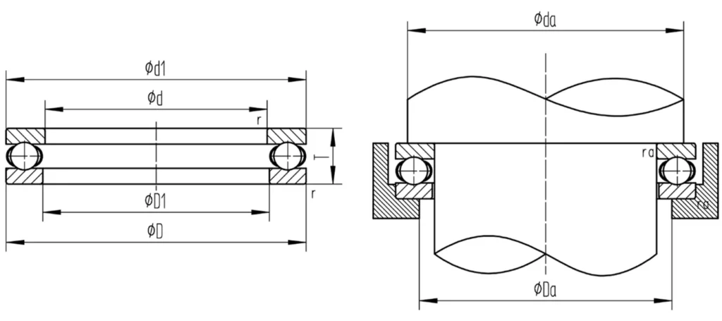 ADCERAX® Drawing of Zirconia Ceramic Thrust Ball Bearing