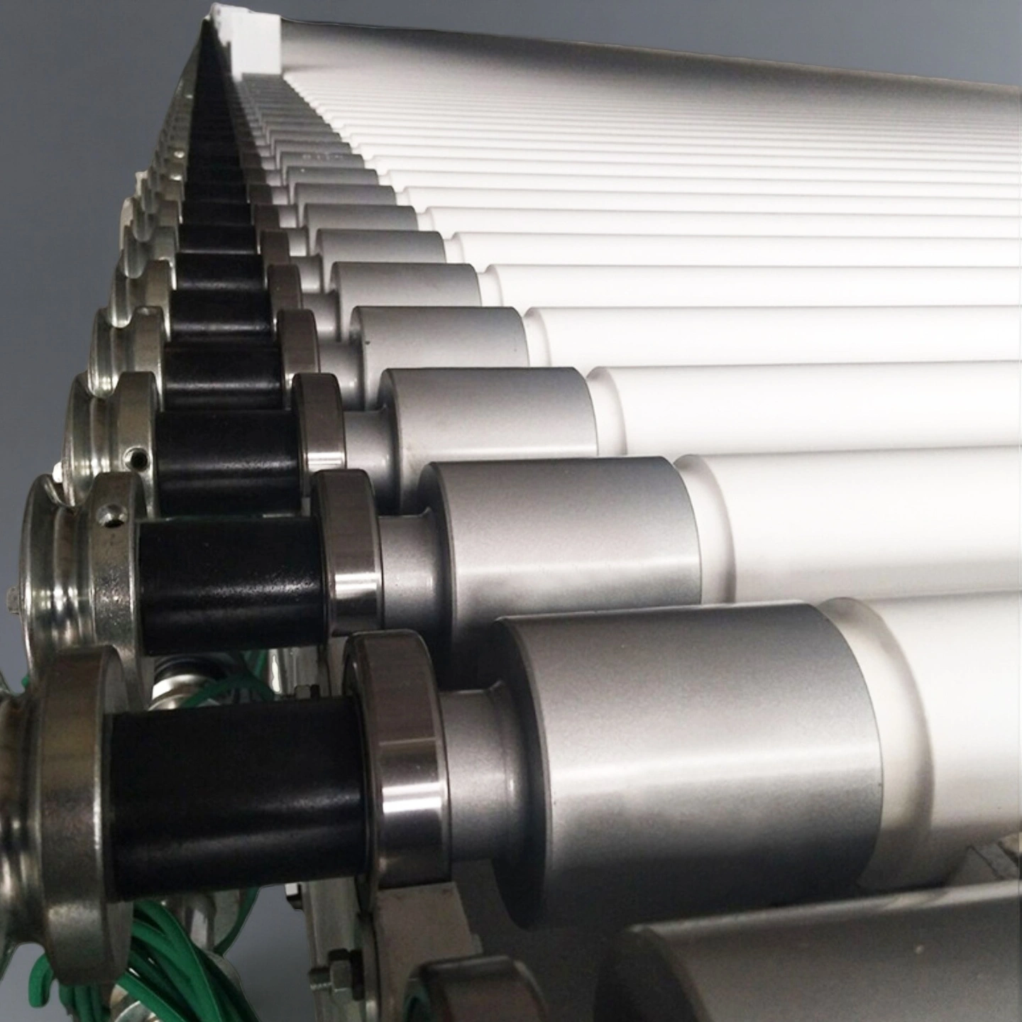 close view of quartz ceramic roller with machined end details for drive system