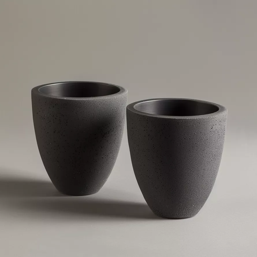 Industrial Conical Silicon Carbide Crucible - Smooth Interior Rounded Bottom 80mm Height