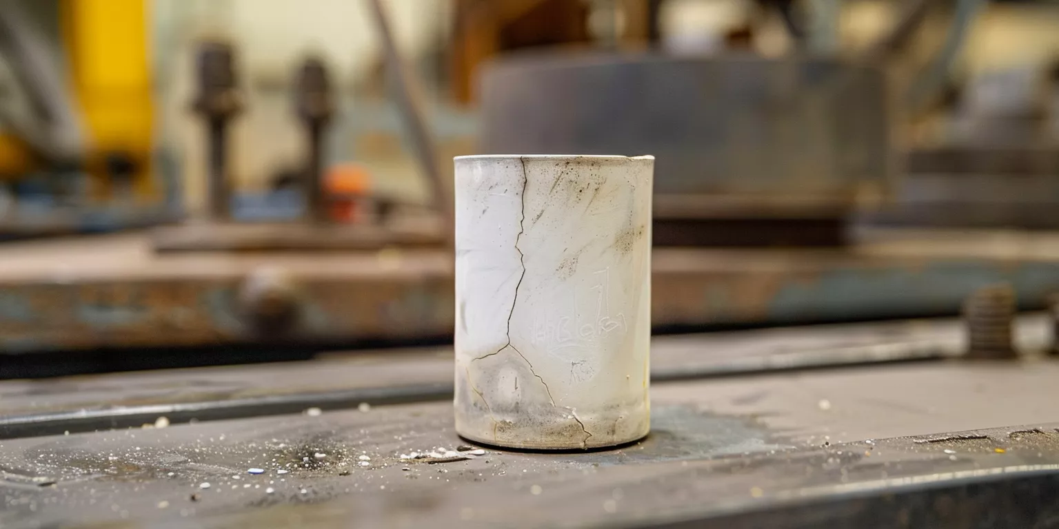 Alumina ceramic crucible showing slag infiltration damage in metallurgy Alumina ceramic crucible showing slag infiltration damage in metallurgy