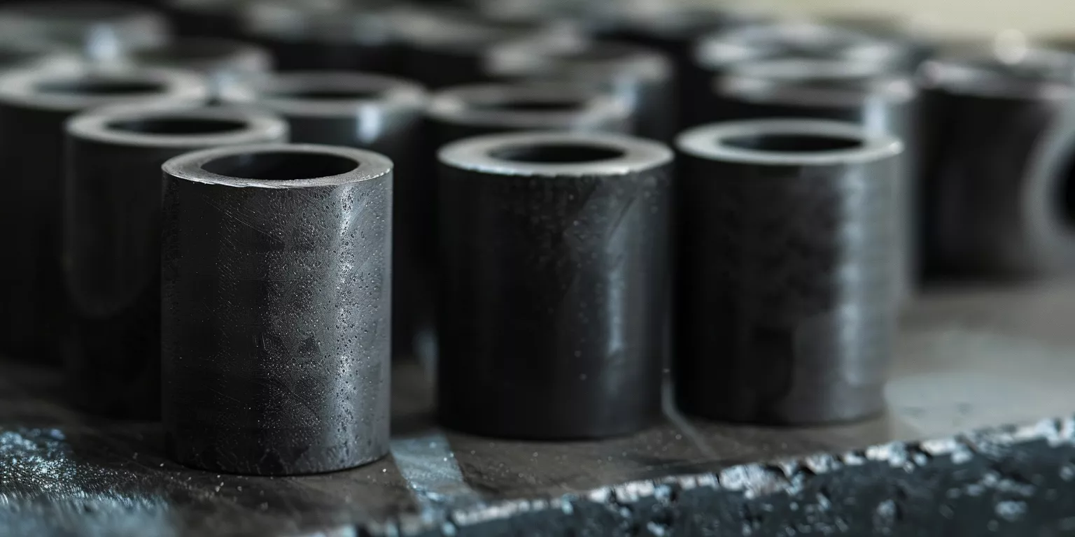 Black alumina ceramic cylindrical component showing early wear pattern Black alumina ceramic cylindrical component showing early wear pattern