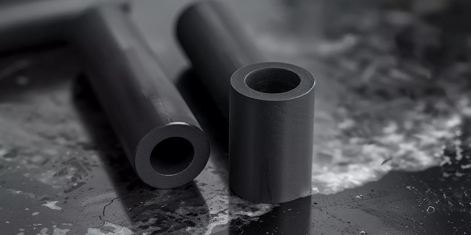 Black alumina ceramic cylindrical components on precision inspection surface Black alumina ceramic cylindrical components on precision inspection surface