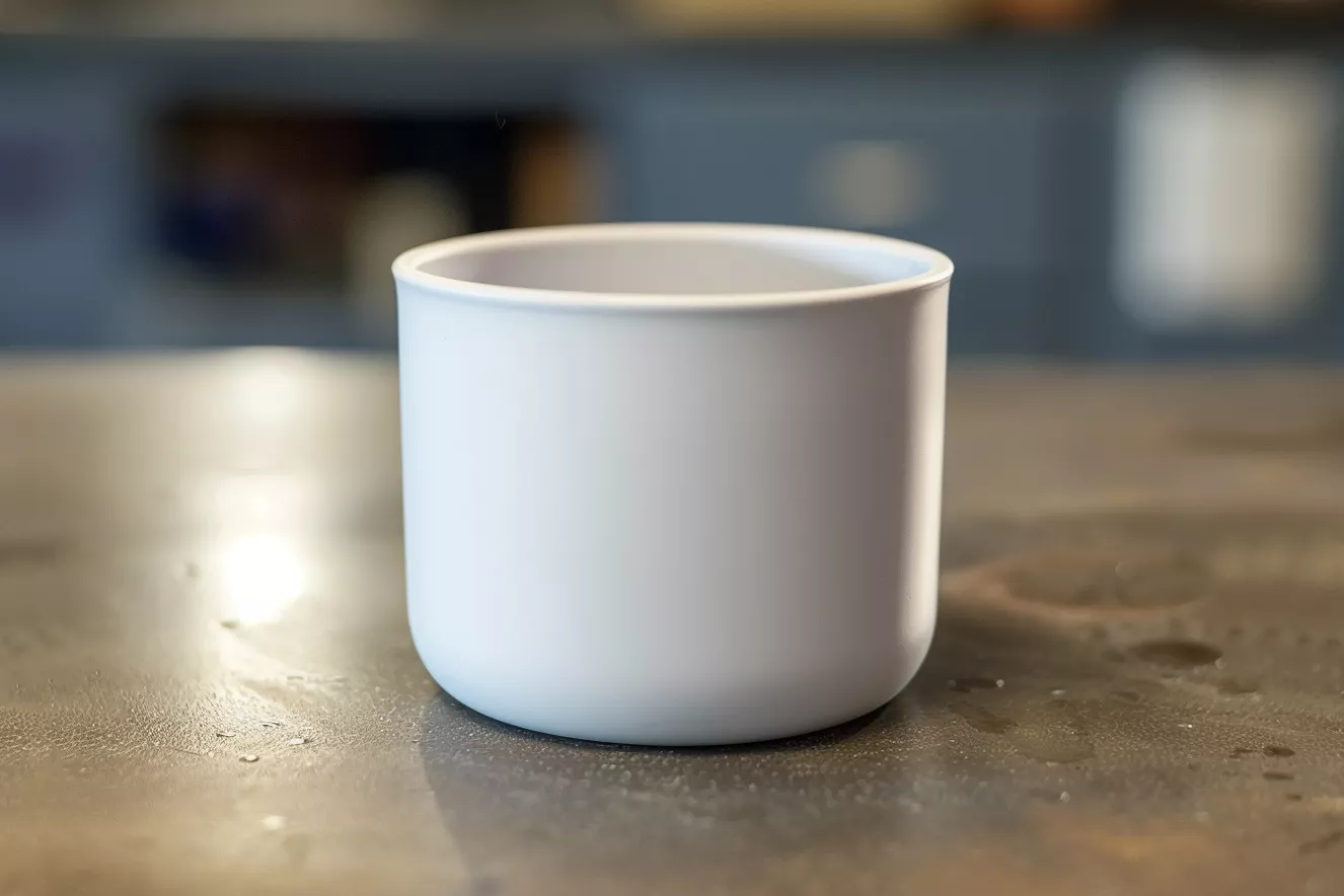 DSC alumina crucible showing uniform rim and concentric cavity