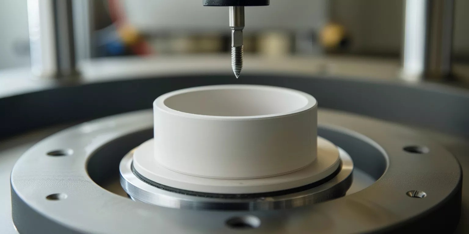 DSC alumina pan on DSC sensor platform under controlled thermal analysis setup