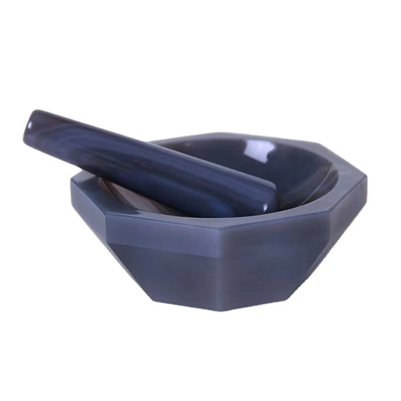 Deep form agate mortar and pestle designed to reduce powder loss during grinding