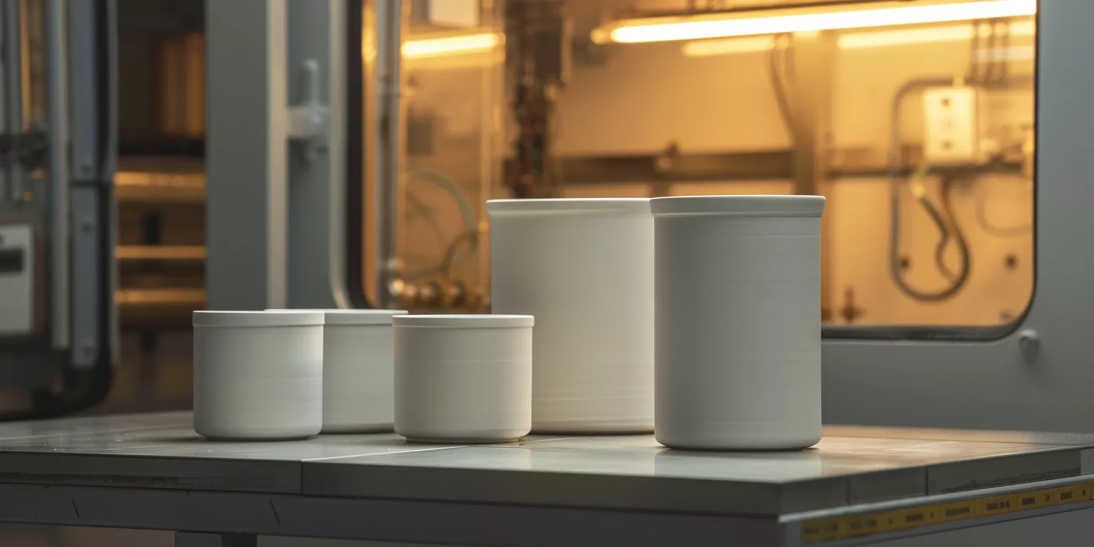 Engineer evaluating alumina ceramic crucible for laboratory experiment selection