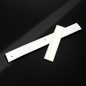 High purity alumina ceramic slotted plate showing slot width, pitch, and edge chamfer