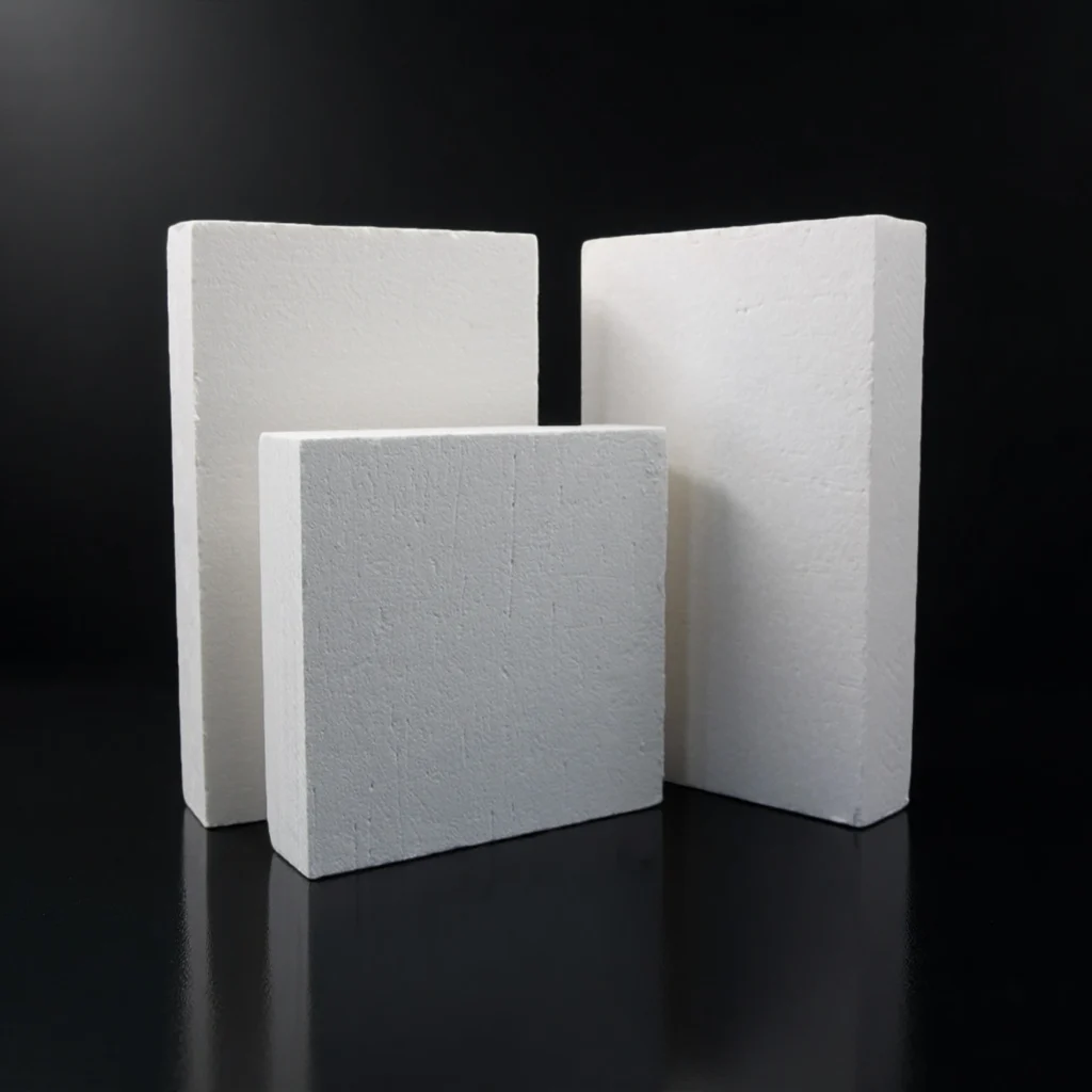 Close-up surface texture of high temperature aluminum silicate fiber board showing rigid ceramic fiber structure