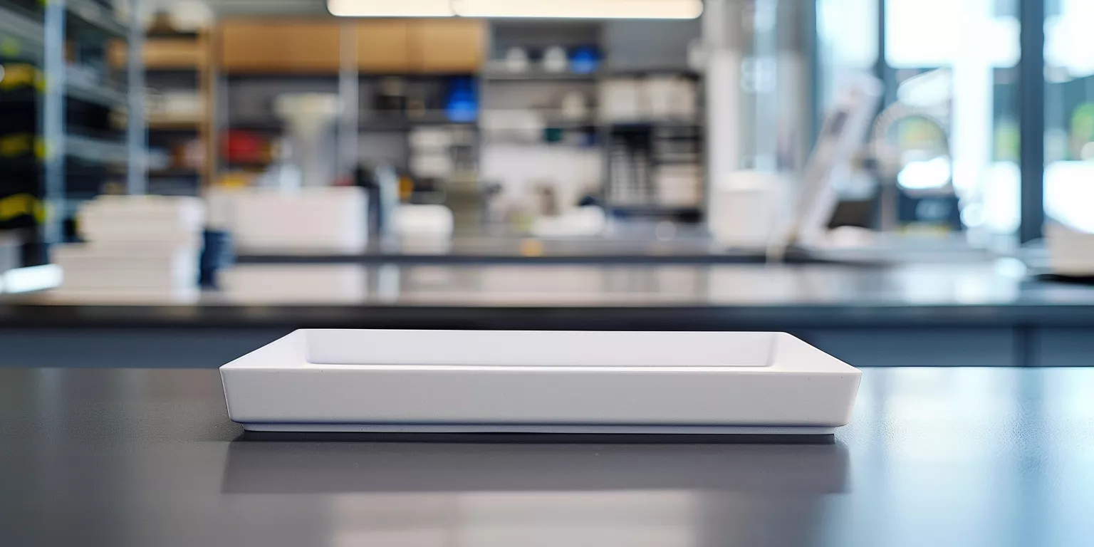 Rectangular alumina tray used for engineering customization assessment Rectangular alumina tray used for engineering customization assessment