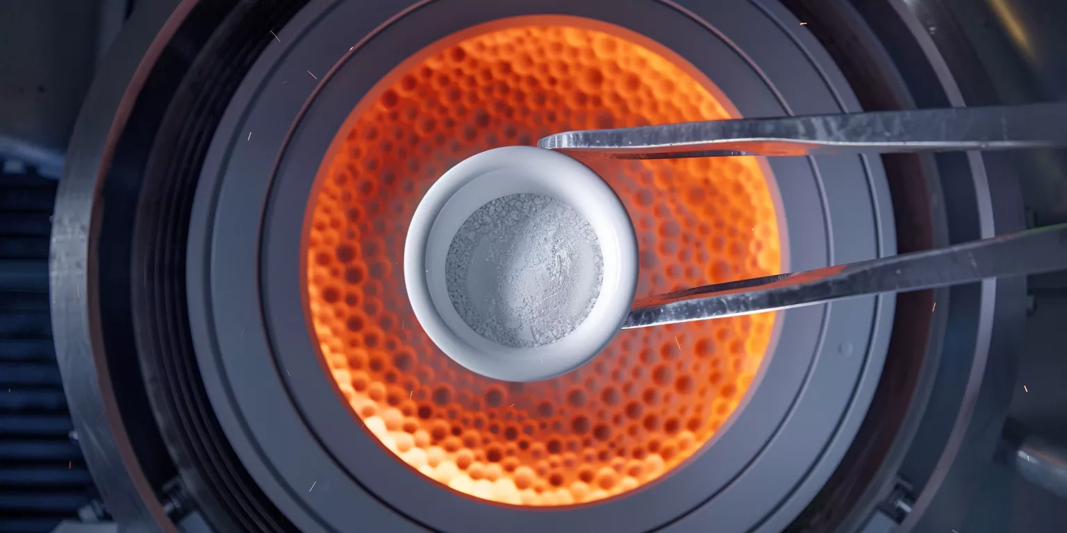 Warning symbol for hot surface near alumina crucibles and furnace Warning symbol for hot surface near alumina crucibles and furnace