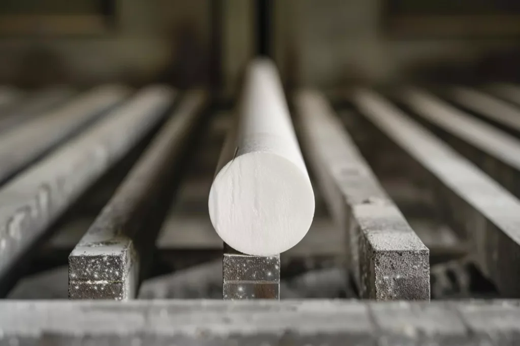 custom alumina rod engineering inspection and measurement setup