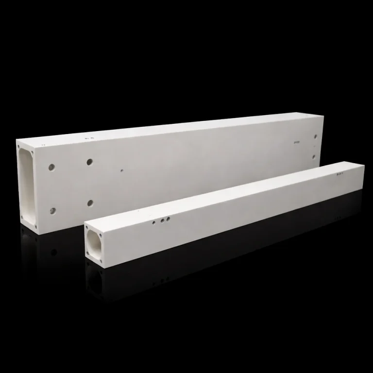 Alumina ceramic air bearing guide rail with ground running surface and protected edges