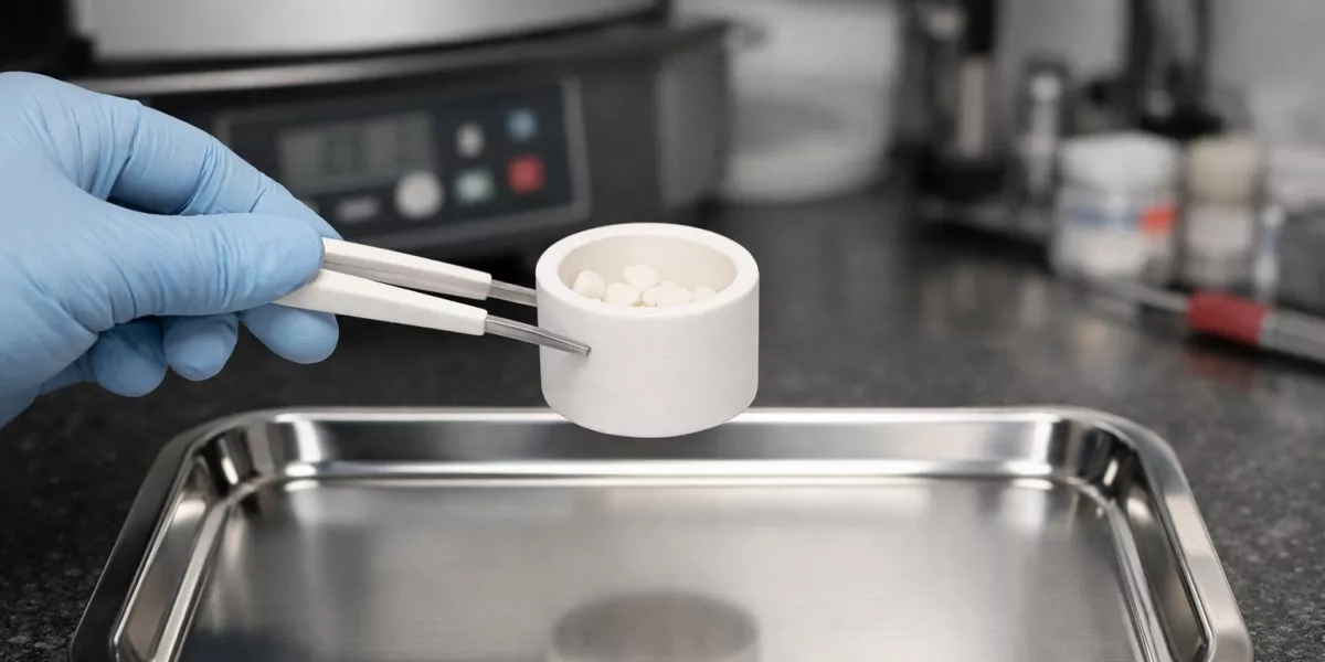 Powder shedding inspection during zirconia sintering crucible handling