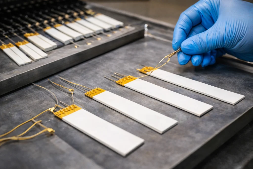 Precision wiring in ceramic heating elements