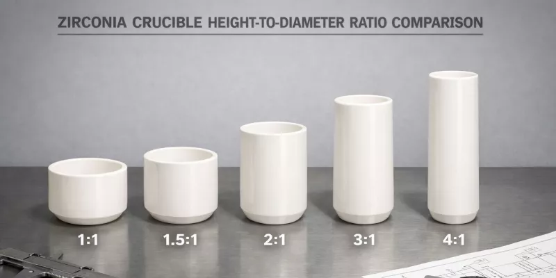 Zirconia crucible geometries evaluated for thermal stability