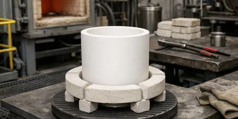 Zirconia crucible resting between repeated heating cycles