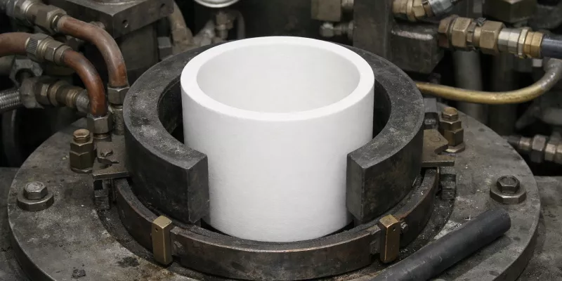 Zirconia crucible surface after molten metal contact