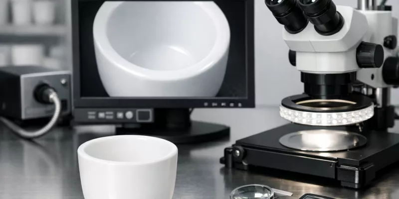 Zirconia crucible surface examined during field inspection