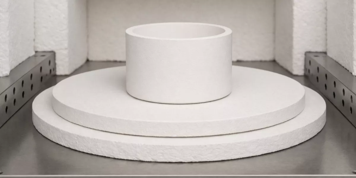 Zirconia sintering crucible surface texture inside dental furnace chamber