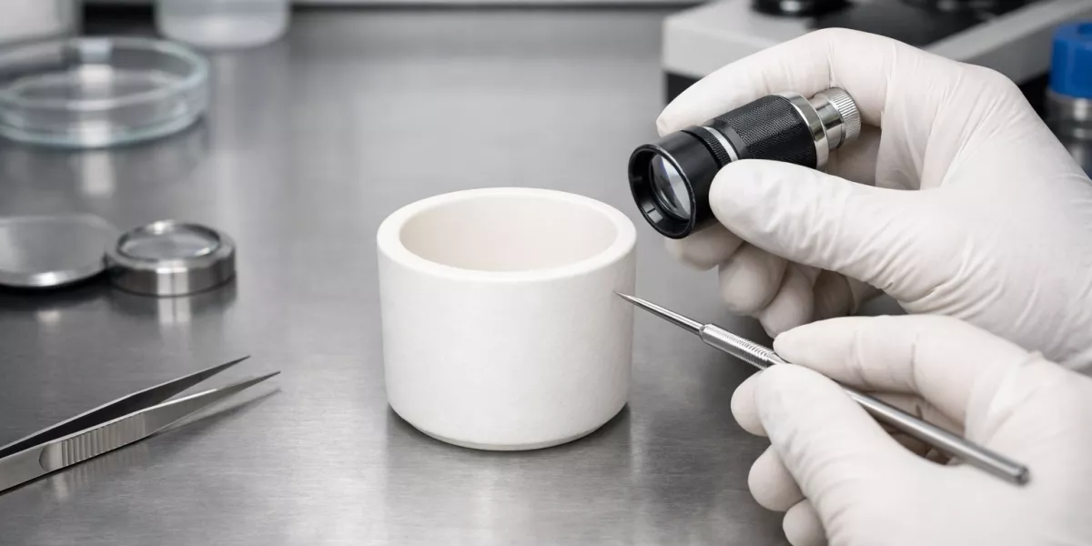 zirconia crucible surface reactivity inspection scene zirconia crucible surface reactivity inspection scene