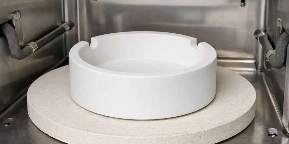 zirconia sintering crucible inside dental furnace chamber