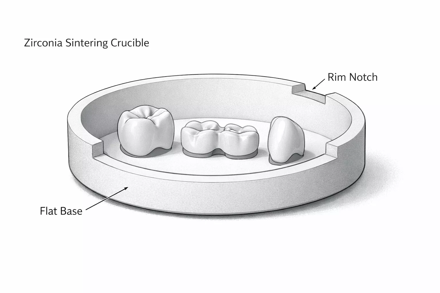 zirconia sintering crucible part positioning detail