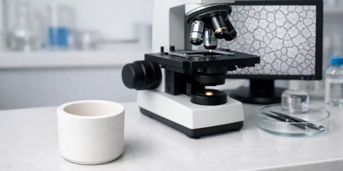 zirconia sintering crucible prepared for microstructure analysis