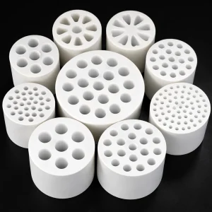 Alumina membrane tube showing multi-channel cross-section for crossflow filtration