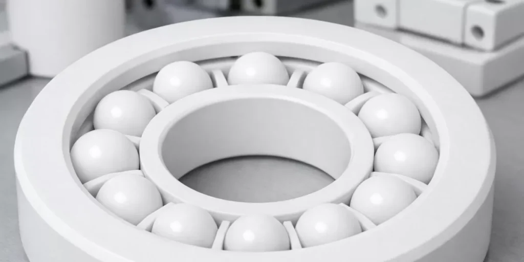 White zirconia ceramic balls used in mechanical load-bearing assembly
